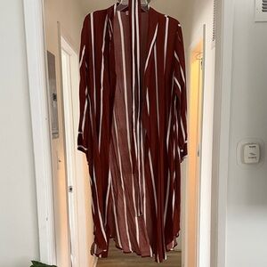 Striped Red and White Kimono Cardigan